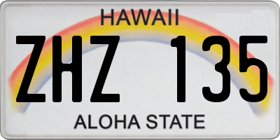 HI license plate ZHZ135