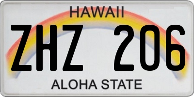 HI license plate ZHZ206