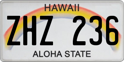 HI license plate ZHZ236