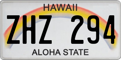 HI license plate ZHZ294
