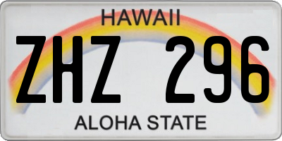 HI license plate ZHZ296