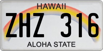 HI license plate ZHZ316