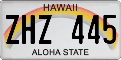HI license plate ZHZ445
