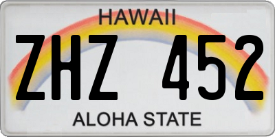 HI license plate ZHZ452