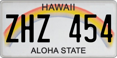 HI license plate ZHZ454