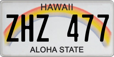 HI license plate ZHZ477