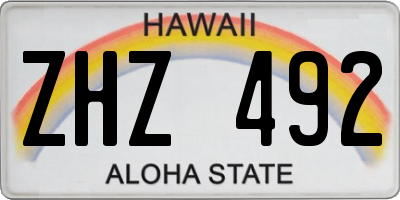 HI license plate ZHZ492