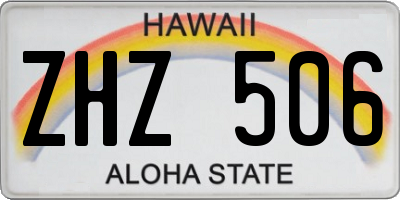 HI license plate ZHZ506