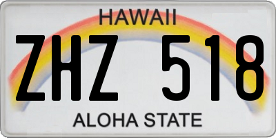 HI license plate ZHZ518