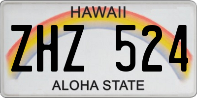 HI license plate ZHZ524