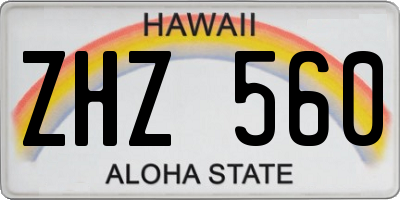 HI license plate ZHZ560