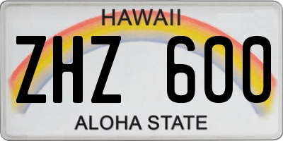 HI license plate ZHZ600