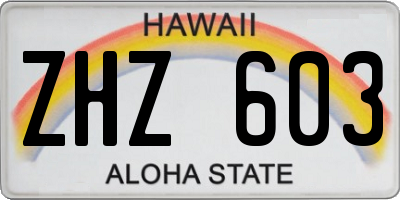 HI license plate ZHZ603