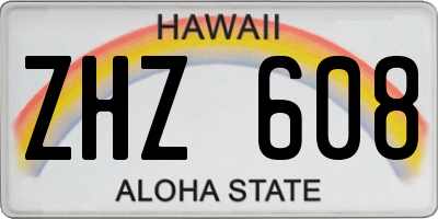 HI license plate ZHZ608