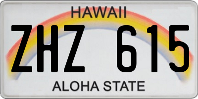 HI license plate ZHZ615