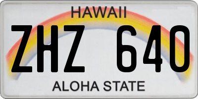 HI license plate ZHZ640