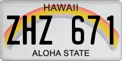 HI license plate ZHZ671