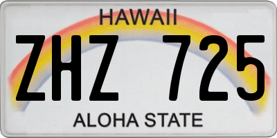 HI license plate ZHZ725