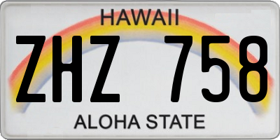 HI license plate ZHZ758