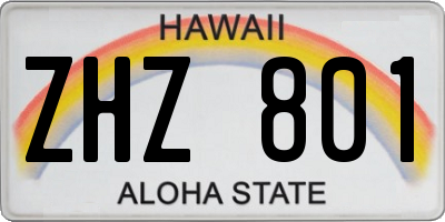 HI license plate ZHZ801