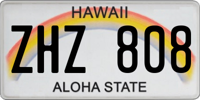 HI license plate ZHZ808