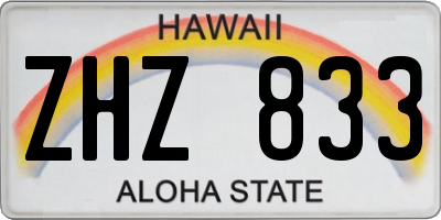 HI license plate ZHZ833