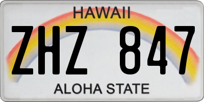 HI license plate ZHZ847