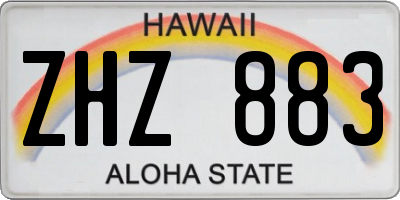 HI license plate ZHZ883