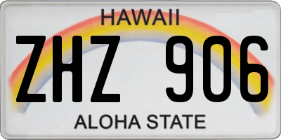 HI license plate ZHZ906