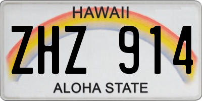 HI license plate ZHZ914