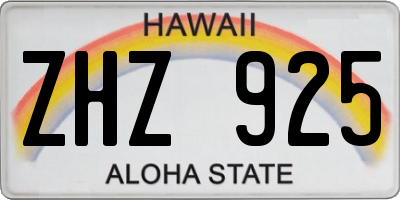HI license plate ZHZ925