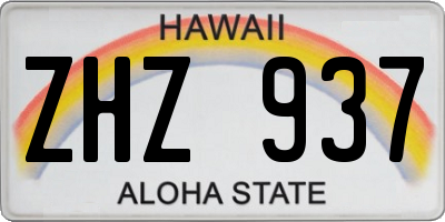 HI license plate ZHZ937