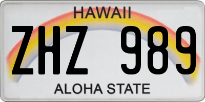 HI license plate ZHZ989