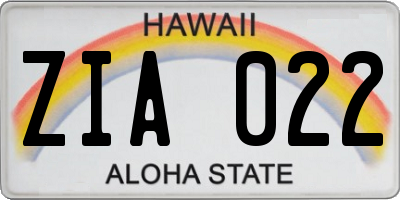 HI license plate ZIA022