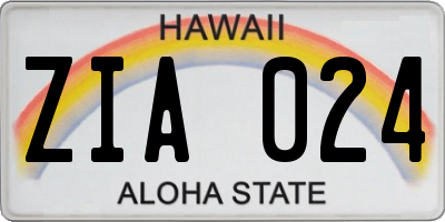 HI license plate ZIA024
