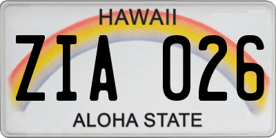 HI license plate ZIA026