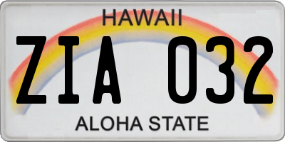 HI license plate ZIA032