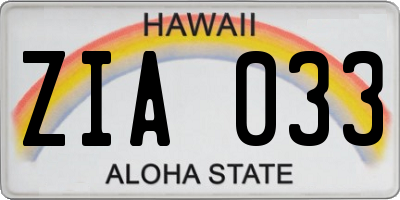 HI license plate ZIA033