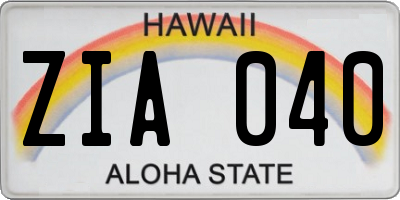 HI license plate ZIA040
