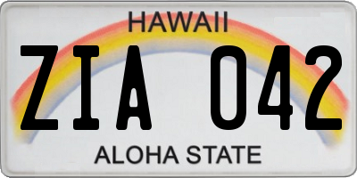 HI license plate ZIA042