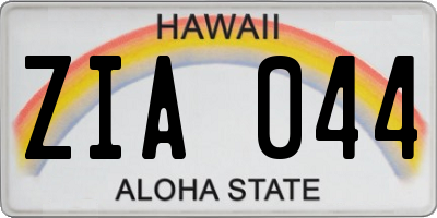 HI license plate ZIA044