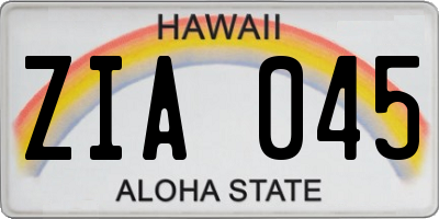 HI license plate ZIA045
