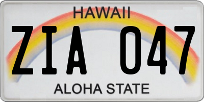HI license plate ZIA047