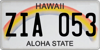 HI license plate ZIA053