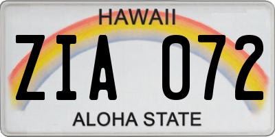 HI license plate ZIA072