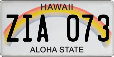 HI license plate ZIA073