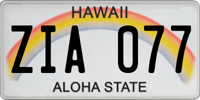 HI license plate ZIA077