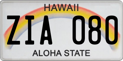 HI license plate ZIA080