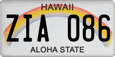 HI license plate ZIA086