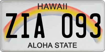 HI license plate ZIA093